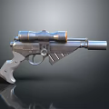 Unique Futuristic Pistol Weapon Design With Metallic Scope And Sleek Barrel