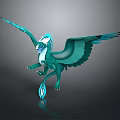Teal Fantasy Game Movie Character With Large Wings White Head And Scales
