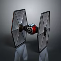 TIE Fighter Spacecraft Model With Black Red Design And Symmetric Wings