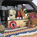 Outdoor Table Setup For Camping With Canopy Car Chairs And Decorative Items On Grass