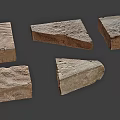 Natural Stone Wood Blocks With Various Shapes And Textured Surfaces 3d model