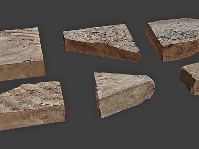 Natural Stone Wood Blocks With Various Shapes And Textured Surfaces 3d model