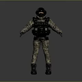 Tactical Military Character in Camouflage Uniform With Helmet Goggles and Tactical Gear 3d model