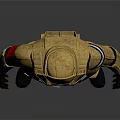3D Armored Warrior Character in Yellow Armor with Red Shoulder Patch and Brown Pants