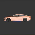 Orange Audi Sedan With Sleek Design Black Wheels And Blue Accents On Dark Background