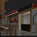Traditional Chinese Hotpot Restaurant Interior Design With Red Lanterns And Wooden Tables and Chairs