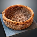 Round Woven Storage Basket With Natural Fiber Spiral Pattern For Household Use