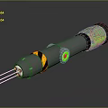 Handheld Medical Probe Tool With Black Body Yellow Stripes Green Section And Red Indicator Light