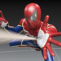 Spider Man Character In Red And Blue Costume With Web Shooting Action Pose