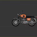 Vintage Orange Motorcycle with Black Seat Chrome Headlight and Exhaust Pipe