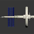Space Station Model With Circular Module Blue Solar Panels And VASIMR Engine