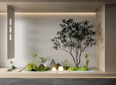 Modern courtyard sketch interior landscape landscaping plant combination plant pile micro landscape 3d model