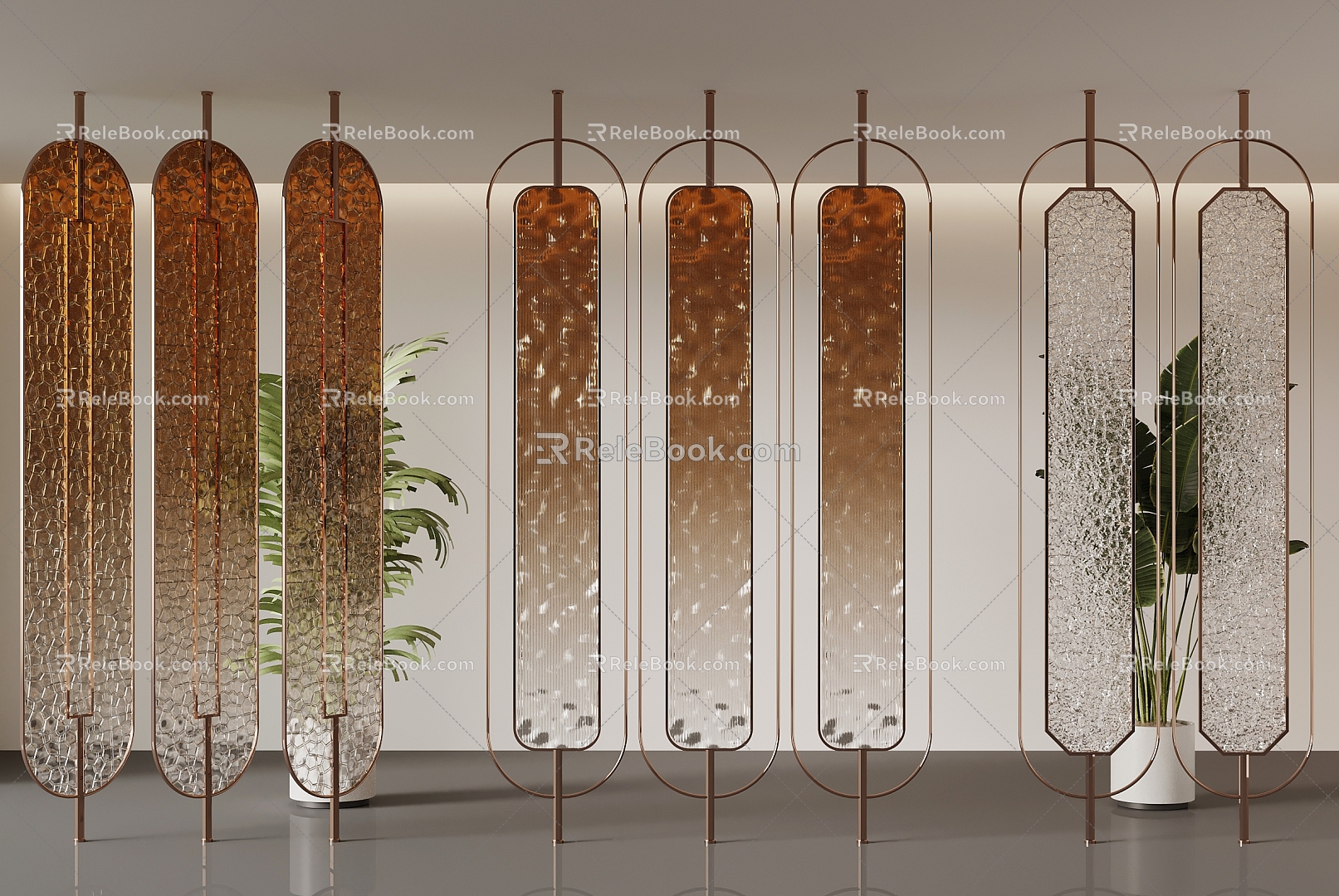 Modern glass partition glass 3d model