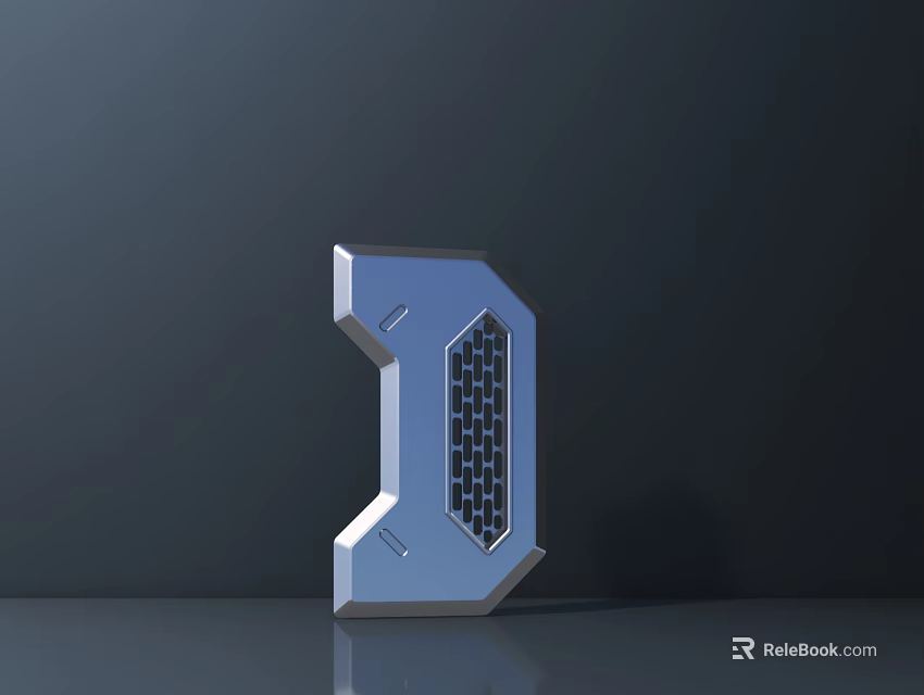 Shiny Silver Metallic Commercial Equipment With Grid Pattern And D Shaped Design 3d model 