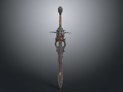 Medieval Decorative Sword With Intricate Hilt Design And Ornate Reflective Blade 3d model