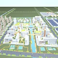 Modern Industrial Factory Complex Layout With Buildings Green Spaces And Water Channels