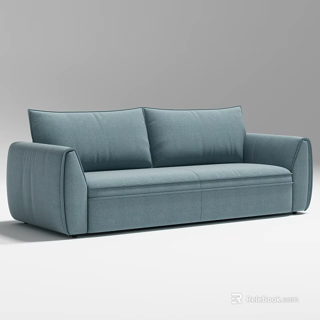 Modern Light Blue Two Seater Sofa With Sleek Upholstered Fabric Design 3d model