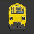 Detailed Yellow Model Train Toy Showcased on Reflective Gray Background Surface 3d model