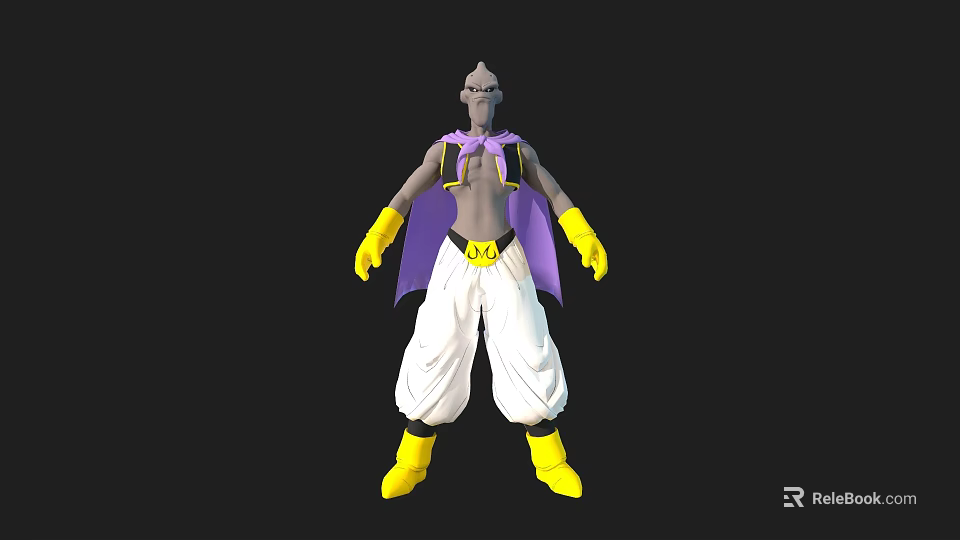 Detailed 3D Game Movie Character With Purple Cape Yellow Gloves White Pants And Yellow Boots 3d model 