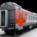 Red and Gray RZD Passenger Train With Carriages Windows and Doors Exterior