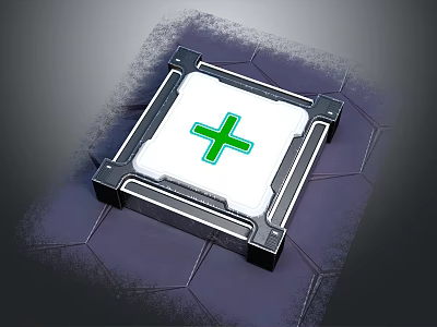 Medical Device Featuring Green Cross White Panel Black Frame And Hexagonal Background Design 3d model