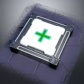 Medical Device Featuring Green Cross White Panel Black Frame And Hexagonal Background Design