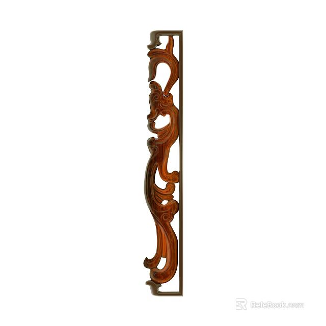 Intricate Wooden Carving Decorative Column With Detailed Ornate Scroll Patterns And Classic Craftsmanship 3d model 