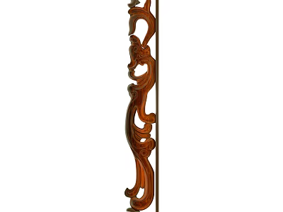 Intricate Wooden Carving Decorative Column With Detailed Ornate Scroll Patterns And Classic Craftsmanship 3d model