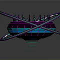 Futuristic Glowing Ring Structure With Blue And Purple Illumination And Central Tower Design