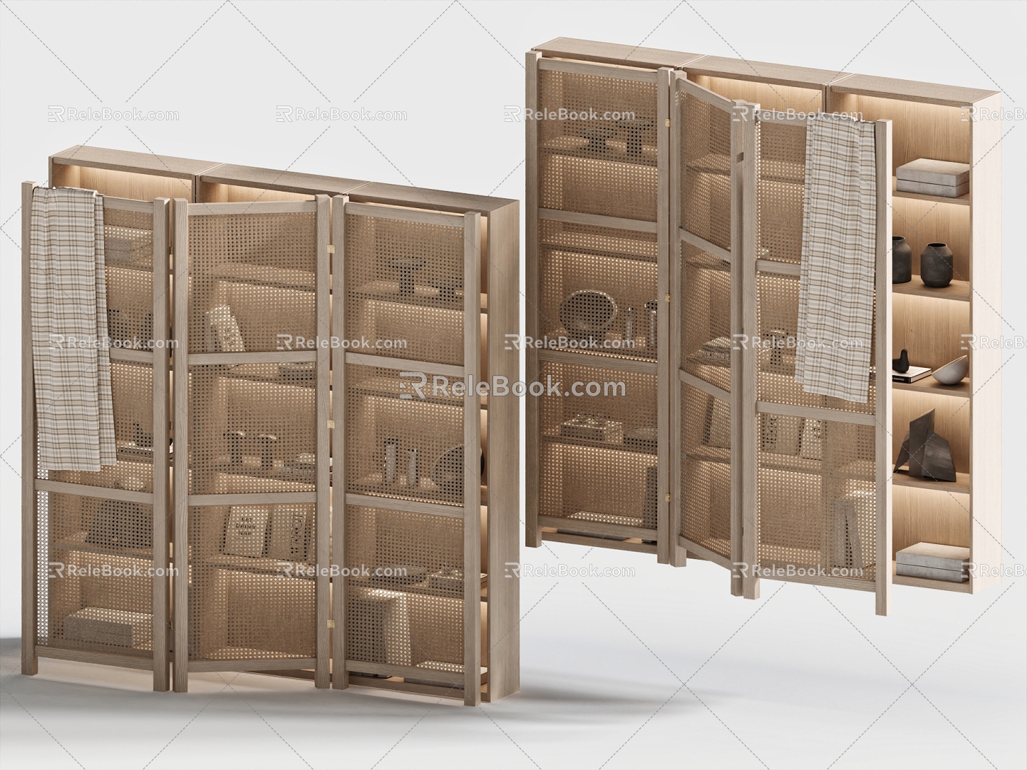 Quiet Chinese and Ancient Style Decorative Cabinet Locker High Cabinet Push-pull Door Furnishings Decoration 3d model