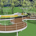 Road Facilities Design With Circular Paths Green Spaces And Wooden Walkways