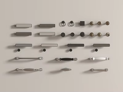 Various Metal Handles With Different Designs Shapes And Decorative Styles For Furniture 3d model