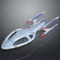Futuristic Silver Spaceship With Blue Red Details And Sleek Aerodynamic Design