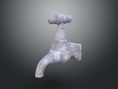 Vintage Textured Metal Faucet With Classic Handle Design For Home Decoration 3d model