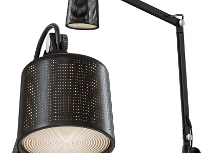 Modern Black Metal Wall Lamp With Perforated Shade And Adjustable Arm Design 3d model