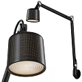 Modern Black Metal Wall Lamp With Perforated Shade And Adjustable Arm Design