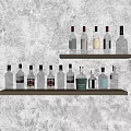 Elegant Wine Bottles And Glasses Collection On Modern Wooden Display Shelf