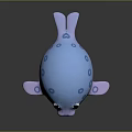 Cartoon Seal Character with Blue Purple Gradient Body Big Eyes White Whiskers and Blue Spots