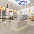 Bright Modern Dessert Shop Interior With Display Cabinets And Light Boxes 3d model