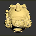 Golden Decorative Sculpture With Intricate Mechanical Details And Ornate Carvings
