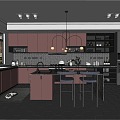 Kitchen Cabinet Kitchen Bar Light Luxury Fashion 3d model