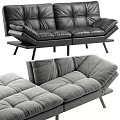 Modern Black And Gray Leather Sectional Sofa With Tufted Design And Slim Wooden Legs