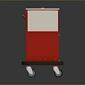 Red Cart With Multiple Drawers Mobile Casters And Flat Top Surface