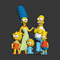 Classic Simpsons Family Characters With Yellow Skin And Blue Haired Marge Homer Bart Lisa Maggie