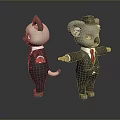 Game Movie Animal Characters Cat And Koala In Formal Suits With Hat And Red Tie