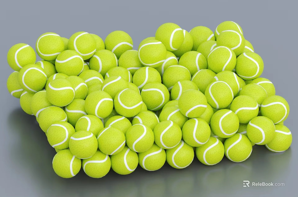 Bright Green Tennis Balls Pile As Sports Equipment For Training And Matches 3d model 