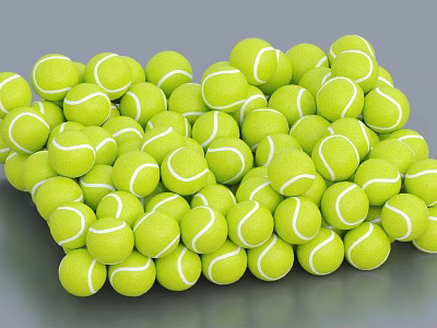 Bright Green Tennis Balls Pile As Sports Equipment For Training And Matches 3d model