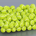 Bright Green Tennis Balls Pile As Sports Equipment For Training And Matches
