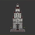 Cartoon Style Building Model With Domed Top Red And White Layers And Detailed Architecture