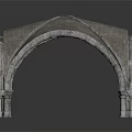 Medieval Stone Arched Building Structure With Multiple Vaulted Arches And Architectural Details 3d model
